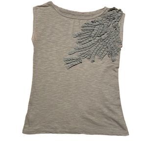 Loft neutral gray asymmetrical ruffle appliqué detail sleeveless MP